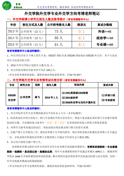 外交学院外交学专业外交学方向考博老师笔记-育明考博