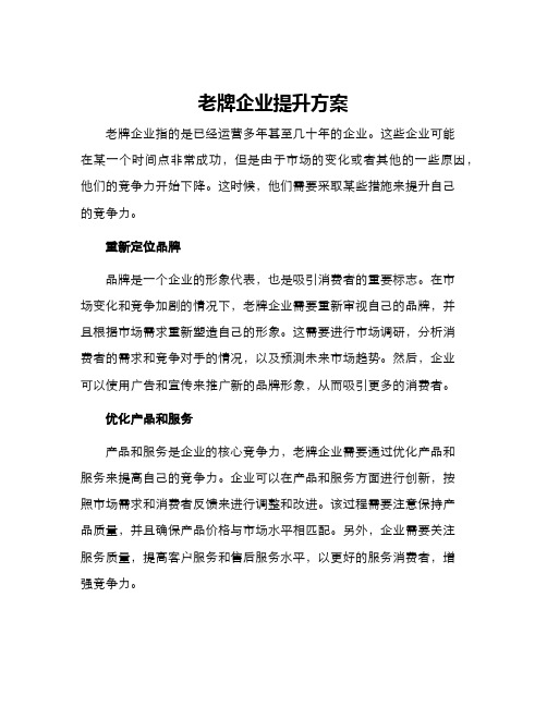 老牌企业提升方案