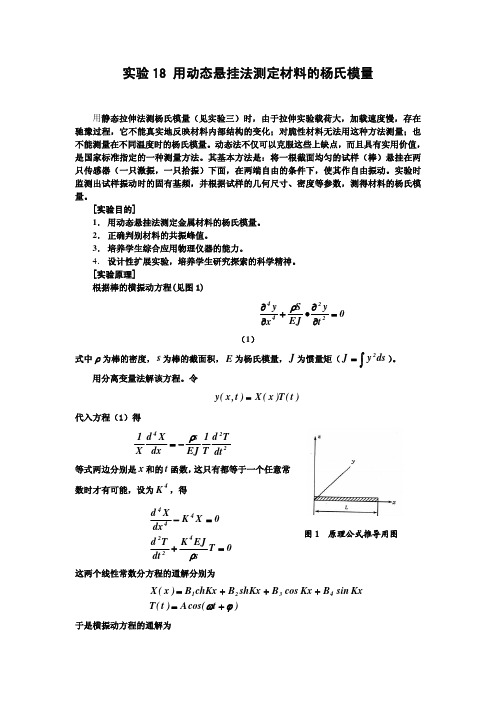 用动态悬挂法测定材料的杨氏模量