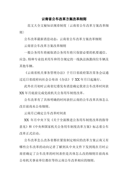 云南省公车改革方案改革细则.doc