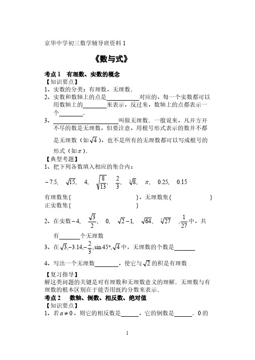 初三数学中考复习专题1 数与式-推荐下载