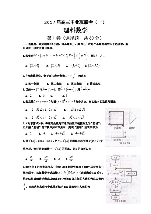 湖南省衡阳市2017届高三下学期第一次联考数学(理)试题.doc