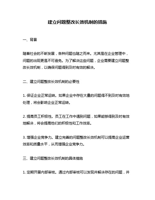 建立问题整改长效机制的措施