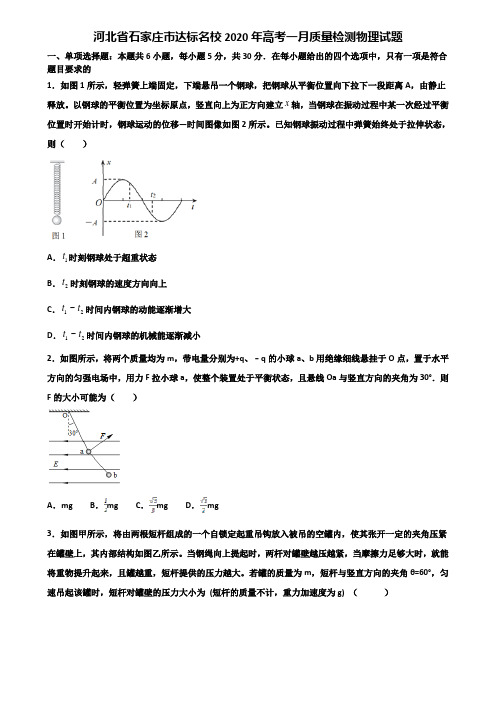 河北省石家庄市达标名校2020年高考一月质量检测物理试题含解析