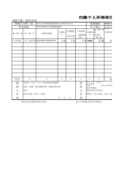 扣缴个人所得税汇总报告表