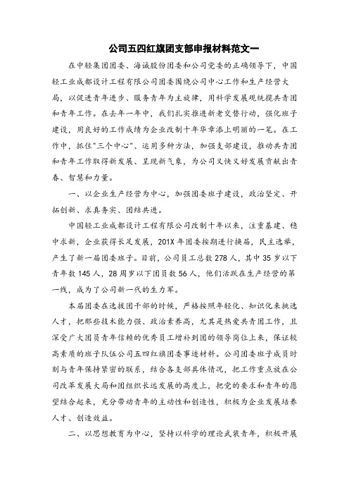 公司五四红旗团支部申报材料范文