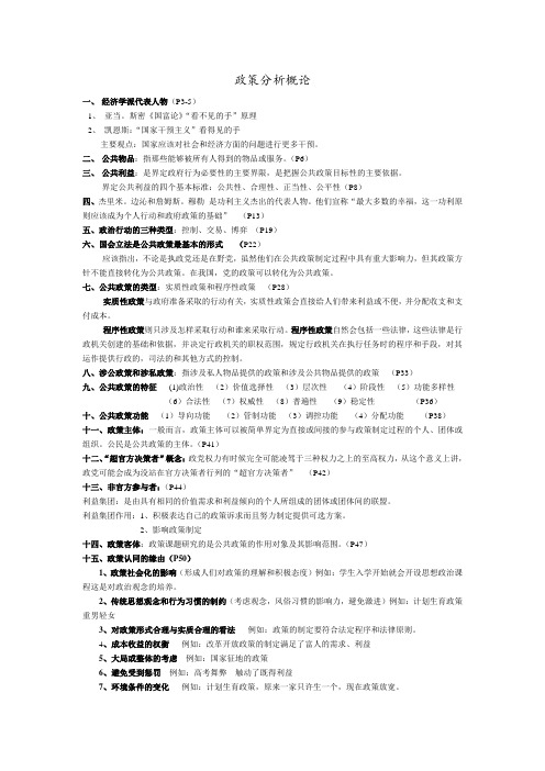公共政策分析复习