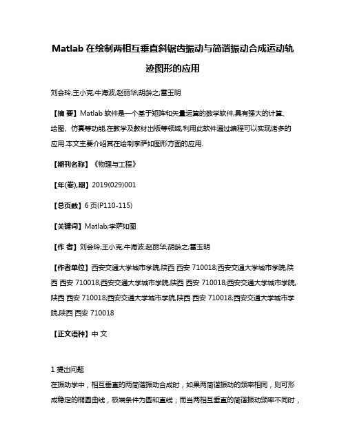 Matlab在绘制两相互垂直斜锯齿振动与简谐振动合成运动轨迹图形的应用