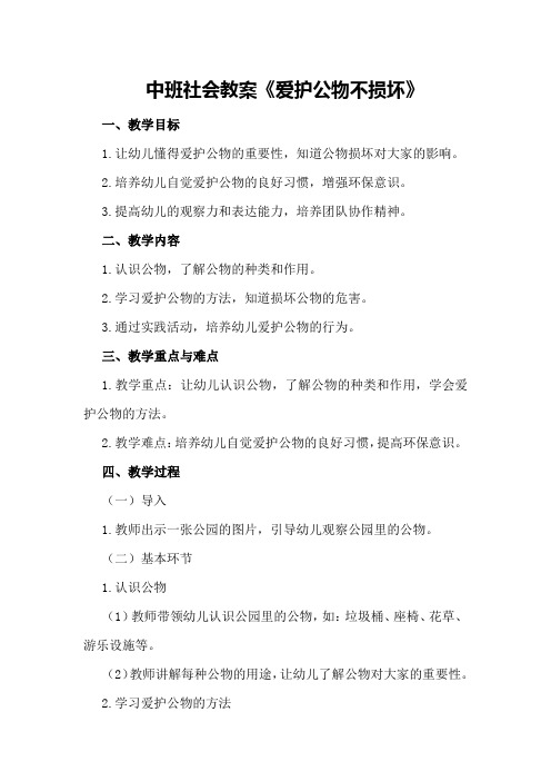 中班社会教案《爱护公物不损坏》