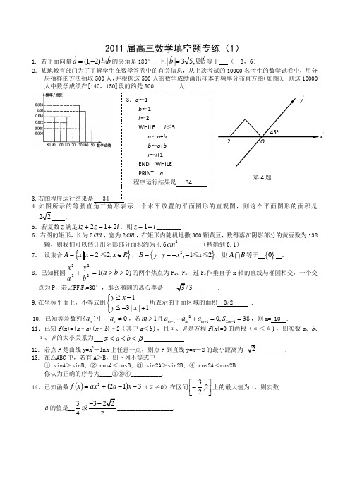 届高三数学填空题专练