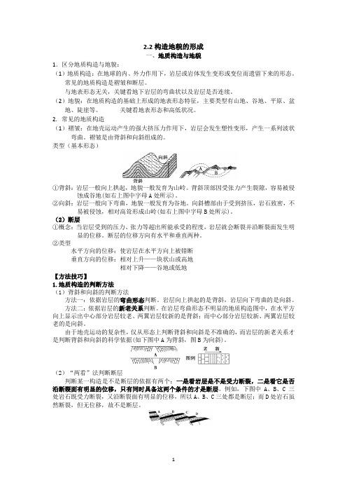 新人教版选择性必修1  2.2构造地貌的形成