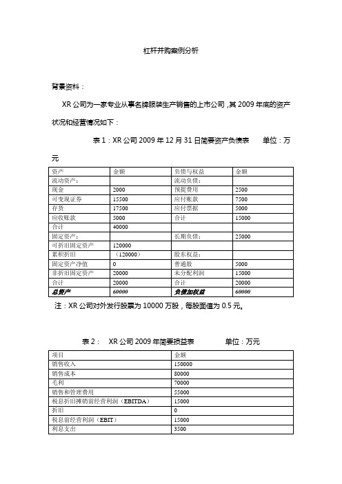 杠杆并购案例分析