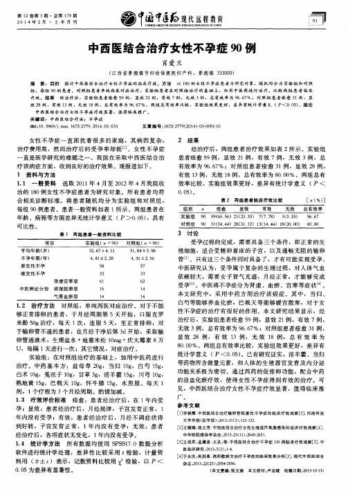 中西医结合治疗女性不孕症90例