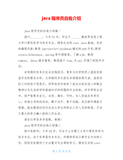 java程序员自我介绍