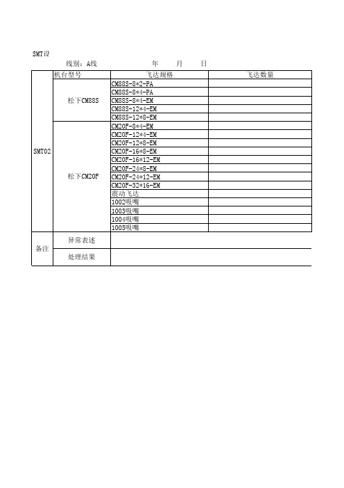 SMT设备飞达检查表(一级保养每天一次)