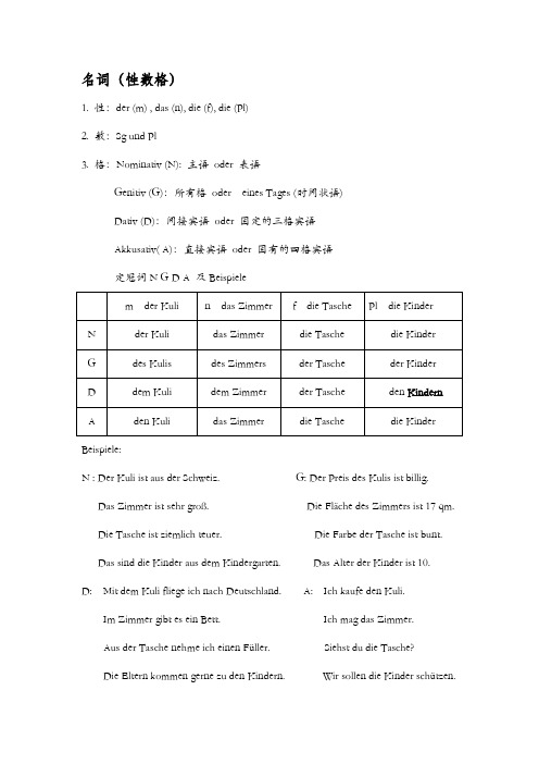 (完整word版)交际德语A1 语法复习