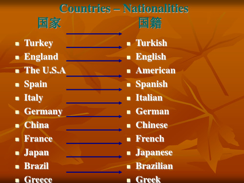 国家及国籍英语名称单词