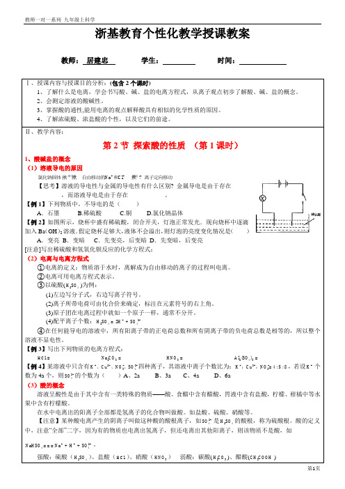 一对一教学 浙教版九上科学 第一章第2节 探索酸的性质