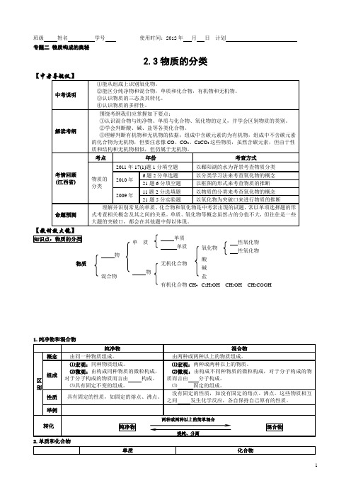 2.3物质的分类【中考化学专题复习】