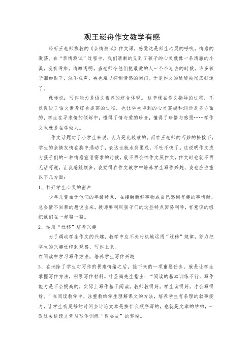 观王崧舟作文教学有感