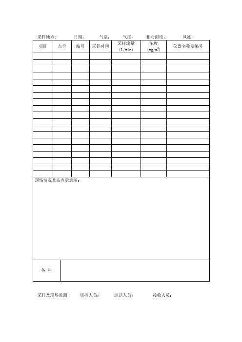 xhjz室内空气采样及现场监测原始记录