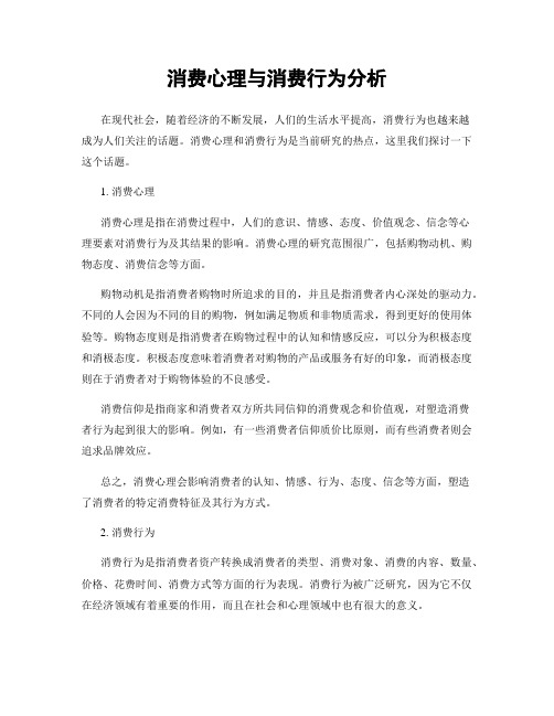 消费心理与消费行为分析