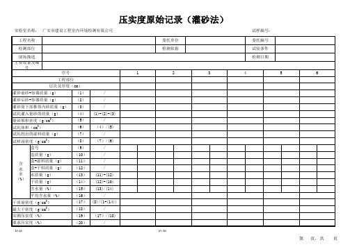 压实度原始记录(灌砂法)