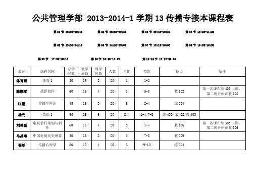 传播学课程表