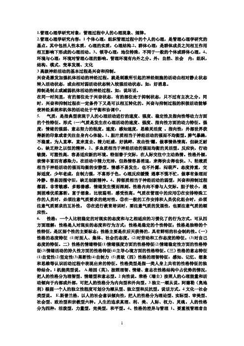 管理心理学研究对象