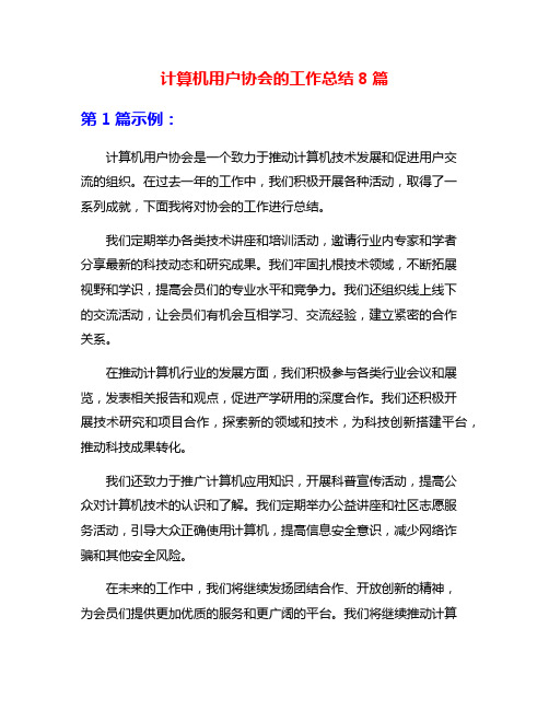 计算机用户协会的工作总结8篇