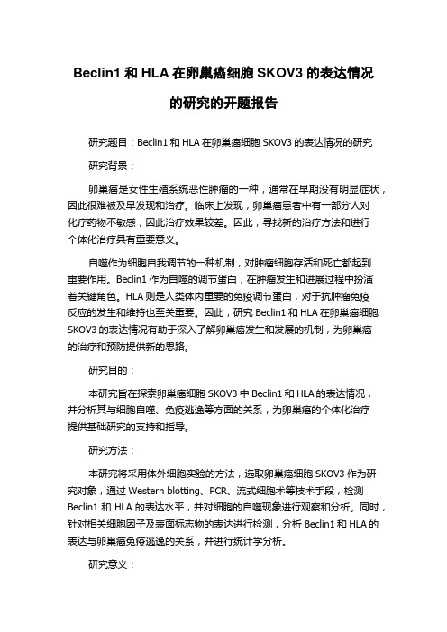 Beclin1和HLA在卵巢癌细胞SKOV3的表达情况的研究的开题报告