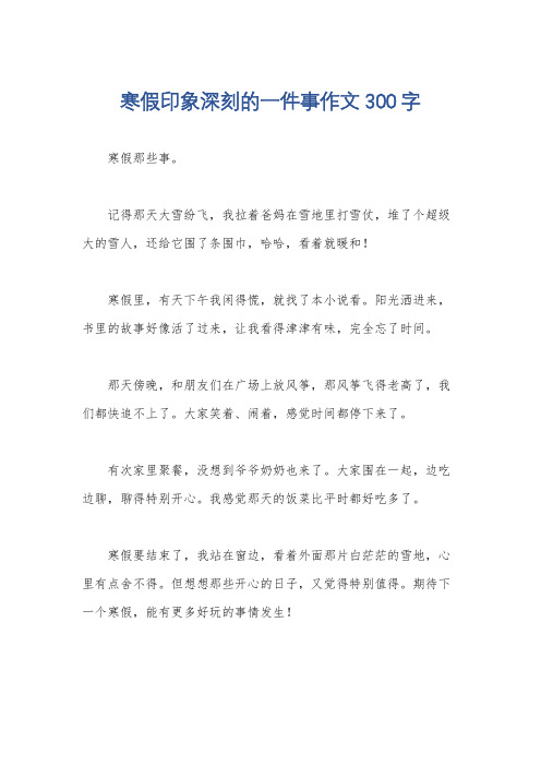 寒假印象深刻的一件事作文300字