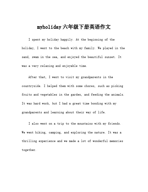 myholiday六年级下册英语作文