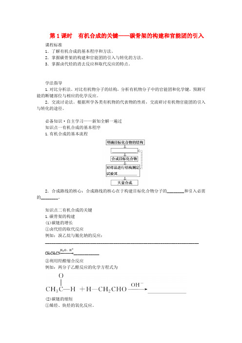 新教材2023版高中化学第3章有机合成及其应用合成高分子化合物第1节有机化合物的合成第1课时有机合成