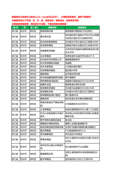 2020新版浙江省杭州市余杭区采摘工商企业公司商家名录名单黄页联系电话号码地址大全113家