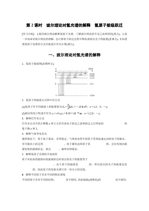 高中物理选修三 新课改 学习笔记 第4章 4 第2课时 玻尔理论对氢光谱的解释 氢原子能级跃迁