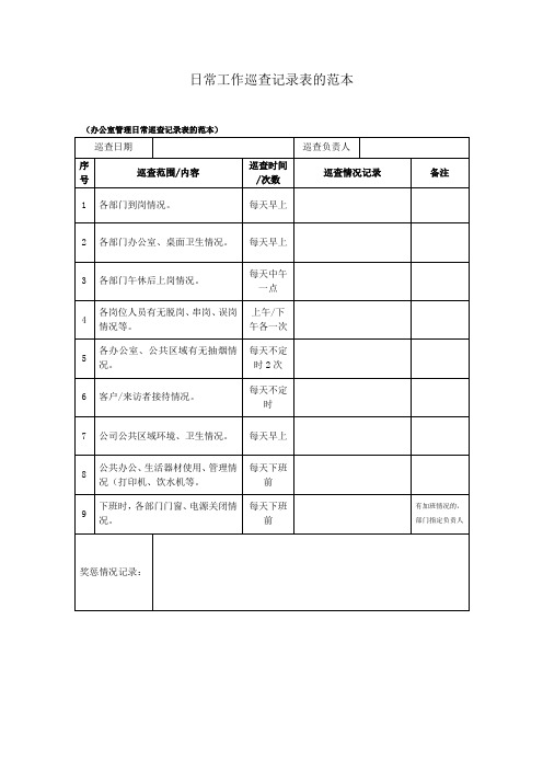 日常工作巡查记录表的范本