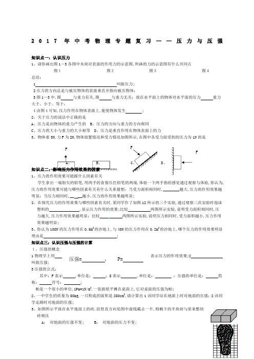 中考物理专题复习新压力与压强