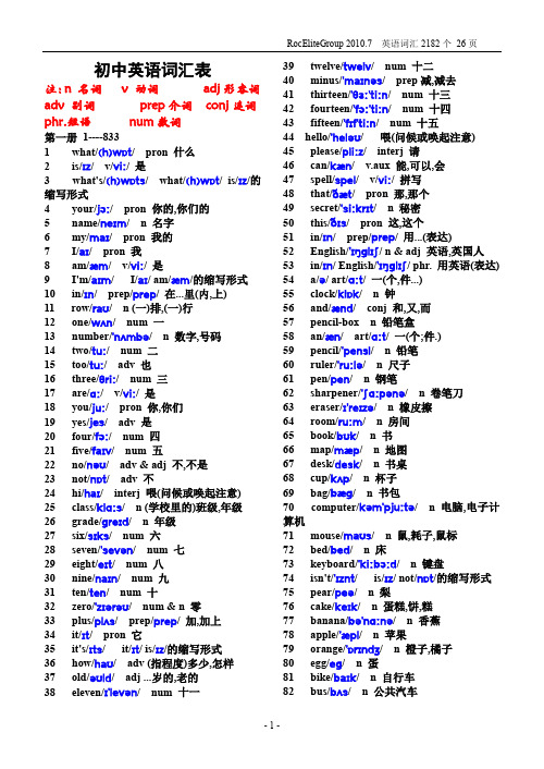 初中英语单词表2182个(带音标)_