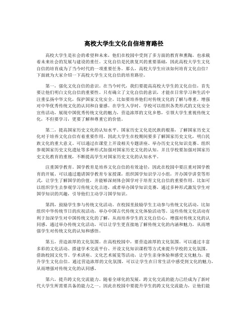 高校大学生文化自信培育路径