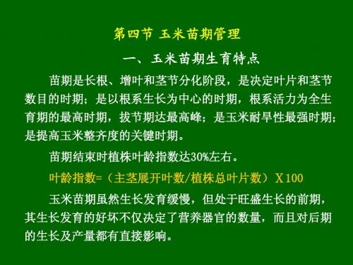 第三章第四节玉米苗期管理技术