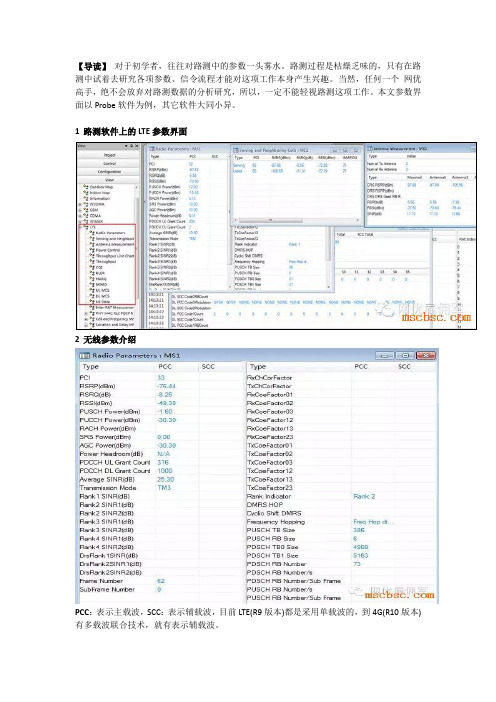 LTE路测中常用参数简介