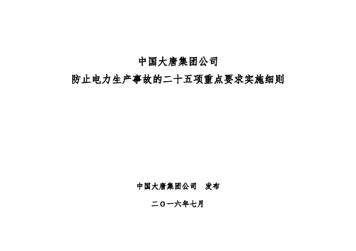 (完整版)中国大唐集团公司防止电力生产事故的二十五项重点要求实施细则2016版资料