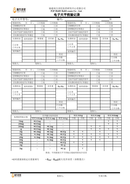 电子天平检验记录