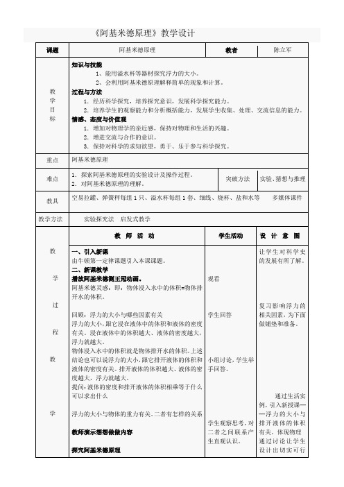 人教版初中物理八年级下册 第节 阿基米德原理-“黄冈杯”一等奖