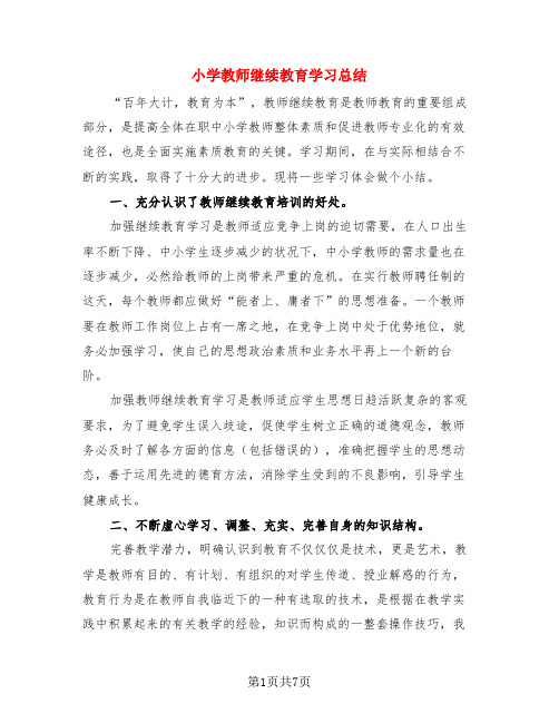 小学教师继续教育学习总结(4篇)