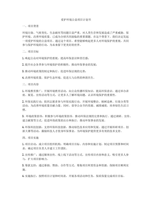 爱护环境公益项目计划书