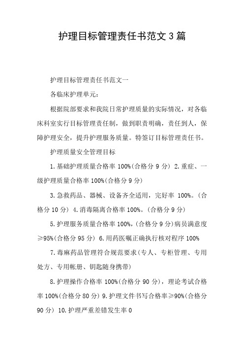 护理目标管理责任书范文3篇