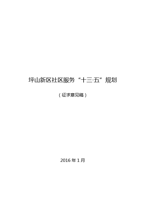 深圳市坪山新区社区服务体系建设十三五规划