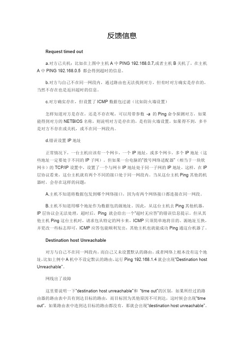 网络Ping测试反馈与错误与故障排查